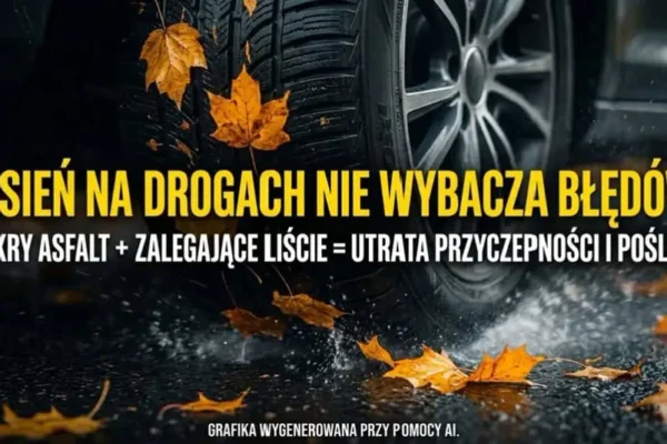 Jesienna aura na drogach: mokry asfalt i liście zwiększają ryzyko poślizgu
