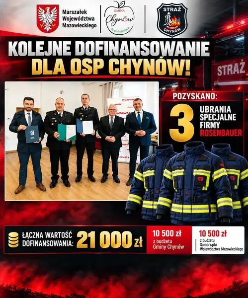 OSP Chynów wzbogaciła się o nowy sprzęt dzięki wsparciu samorządów